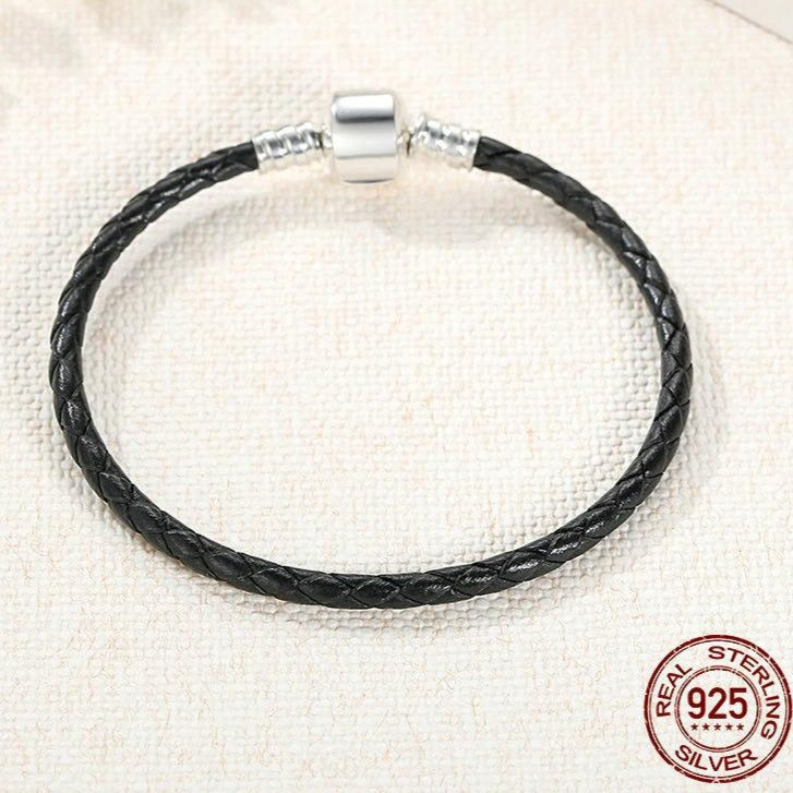 Čierny Kožený Náramok s Charms